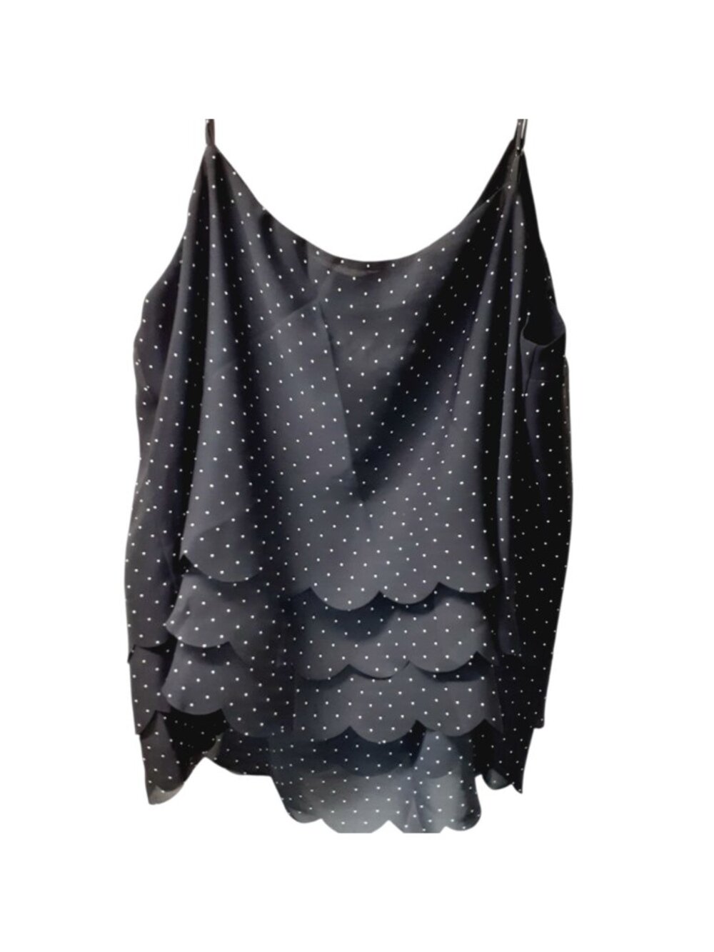 ELLE Womens Sleeveless Dressy Ruffled Top Large Black Polyester Sleeveless